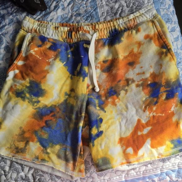 Sun + Stone Athletic Shorts Blue and Orange Tie-Dye - Picture 1 of 5